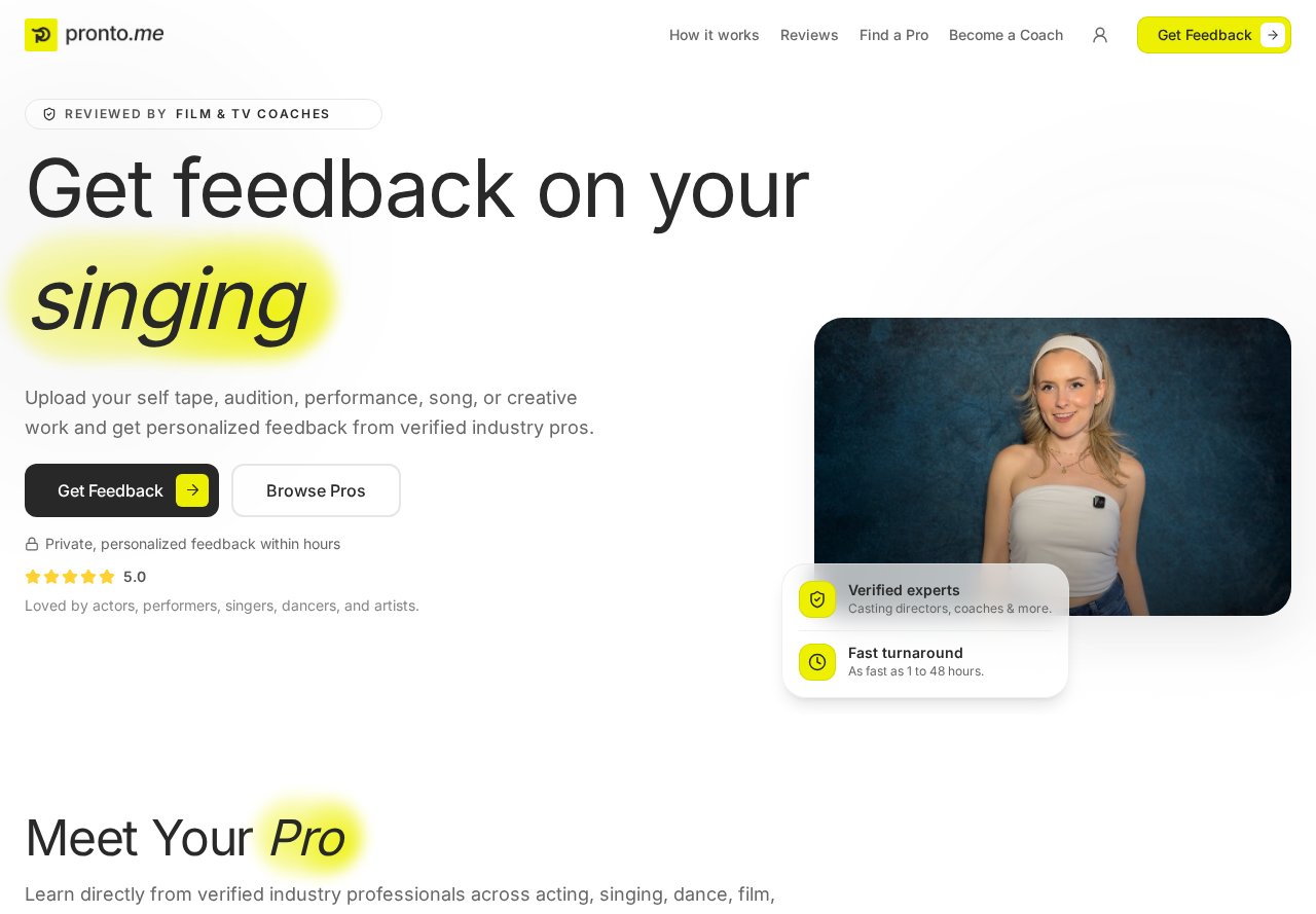 Pronto website homepage